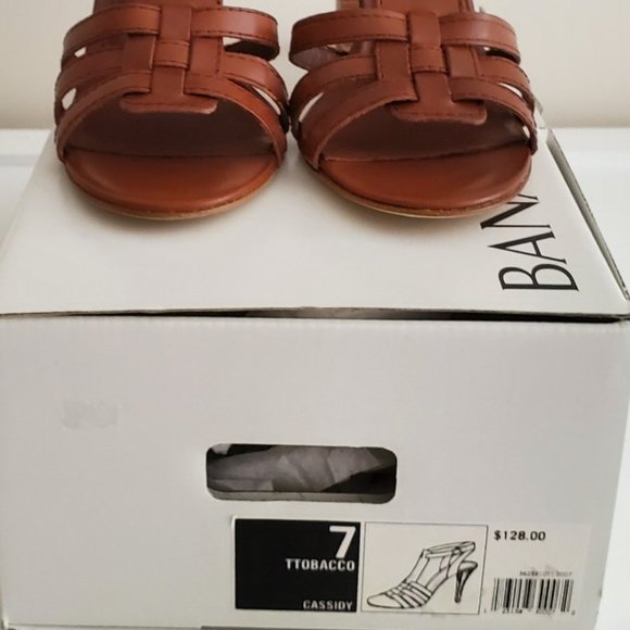 Banana Republic Leather Ankle Strap 3.5" Wood Heel Sandals | NWT | 7M | Tobacco - Picture 15 of 16